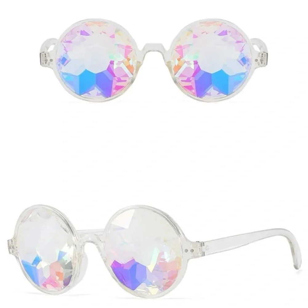 Rainbow Crystal Kaleidoscope Refraction Glasses Spectacles Unisex